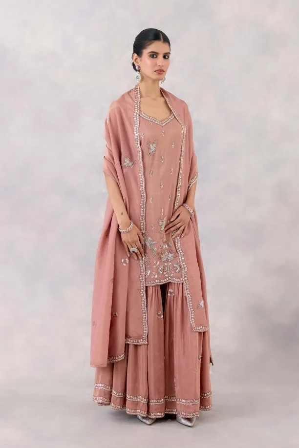 Powder Pink Silk Garara Set Powder Pink Silk Garara Set