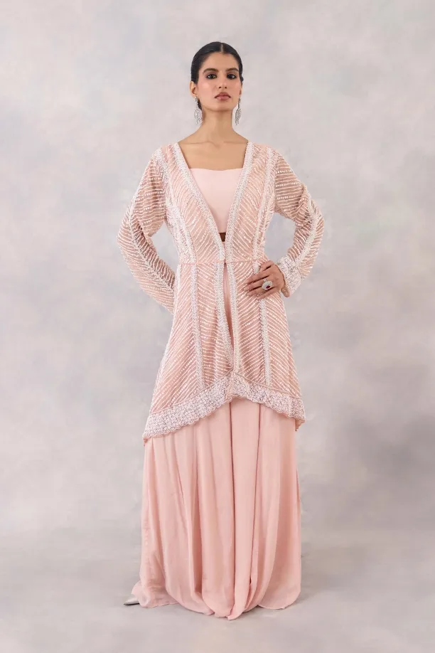 Blush Pink Crepe Sharara set