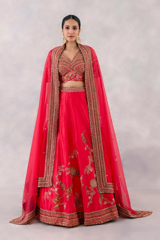 Rani Pink Silk Lehenga Set Rani Pink Silk Lehenga Set