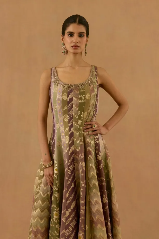 Lavendar and Olive Georgette Anarkali set Lavendar and Olive Georgette Anarkali set