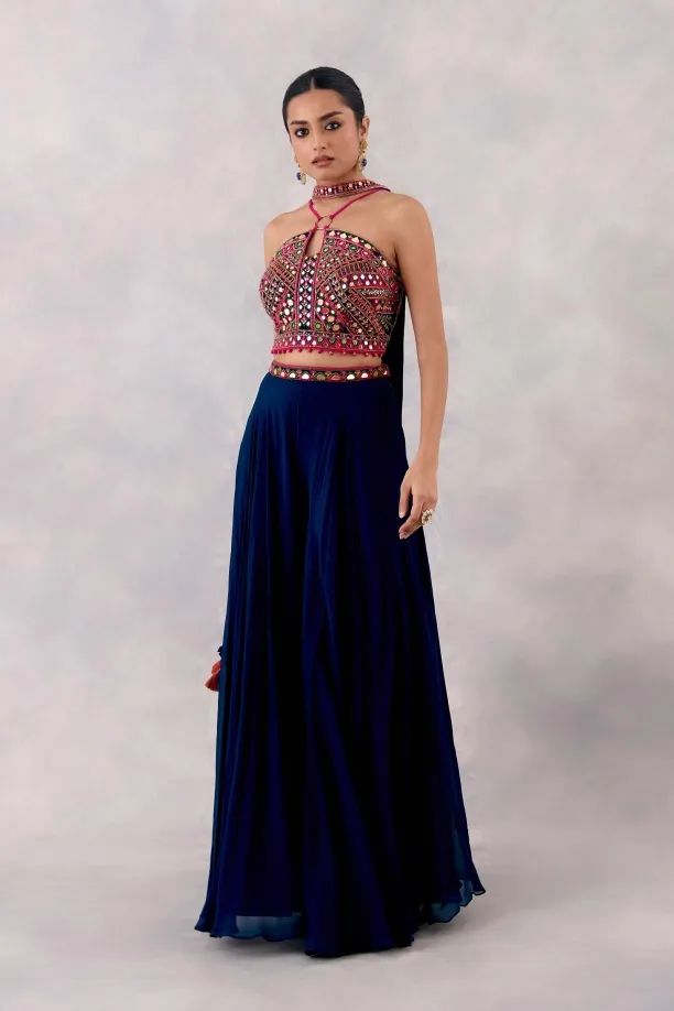 Peacock Blue Georgette Sharara Set