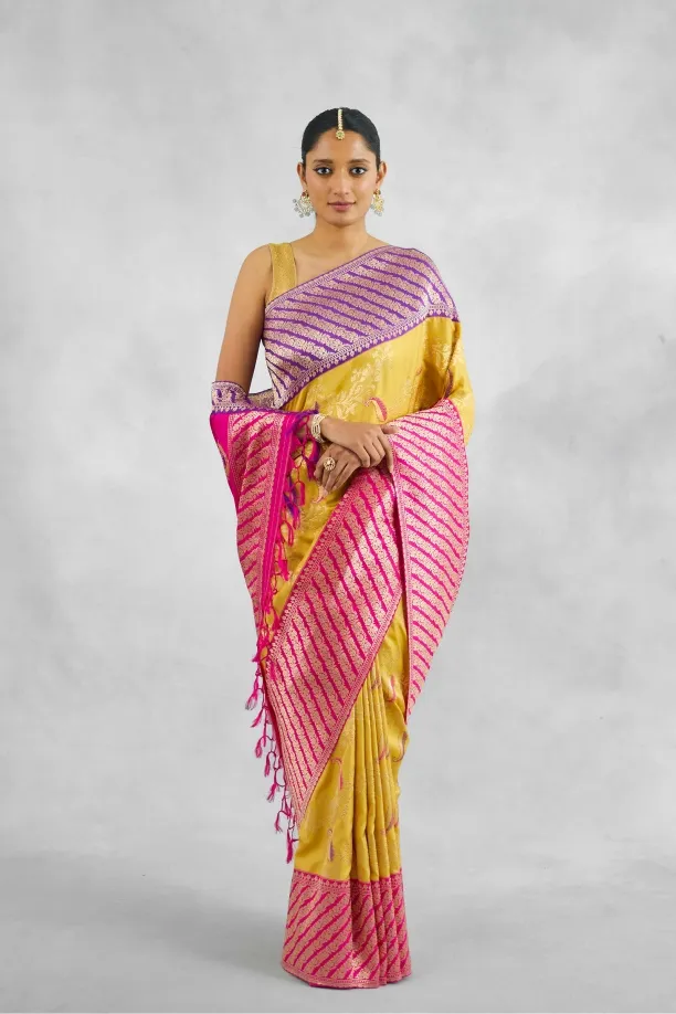 Sunflower Yellow Katan Silk Saree