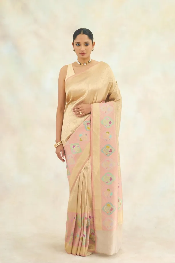 Molten Gold Tissue Silk Saree