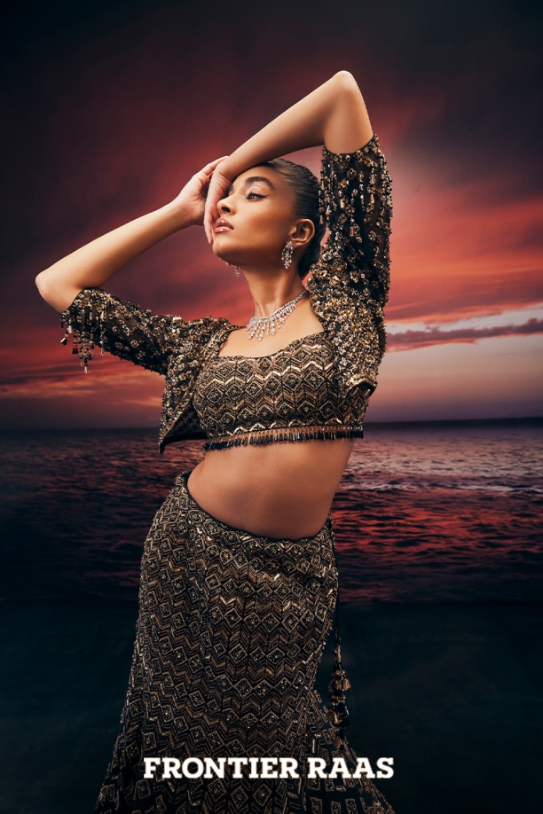 Colossal Black Net Lehenga