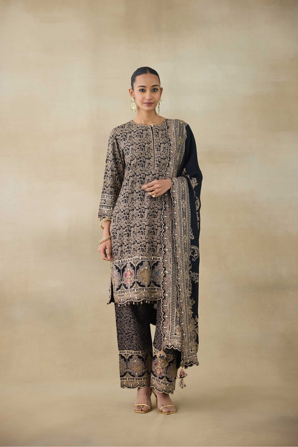 Aurora Black Crepe Suit Set