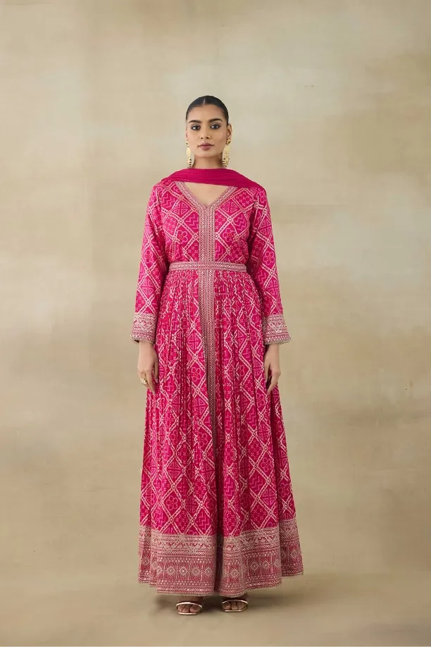 Candy Pink Silk Anarkali Suits