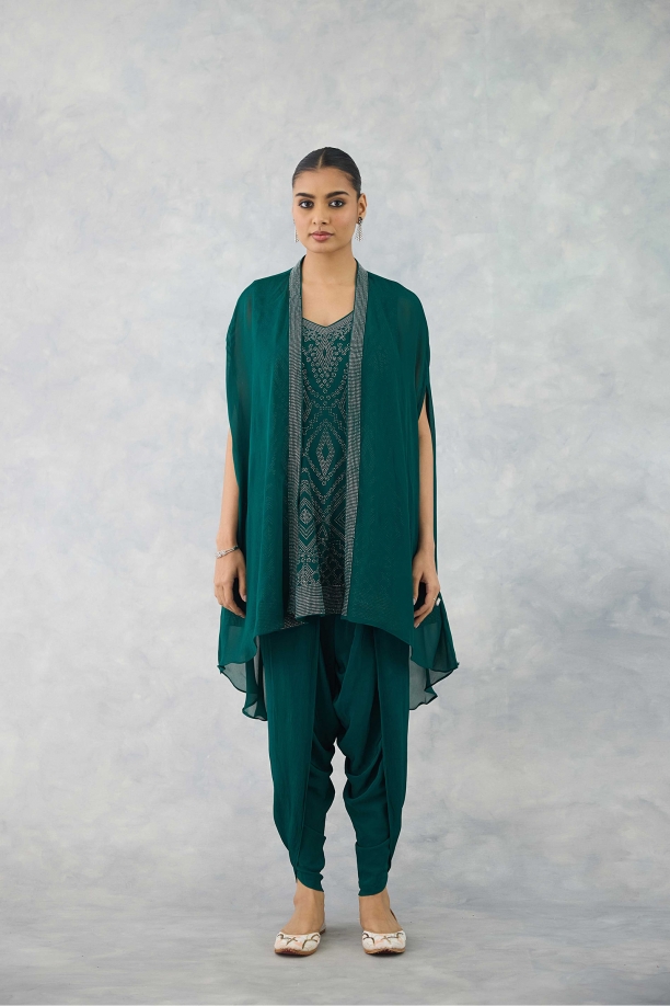 Teal Emerald Dhoti Set 