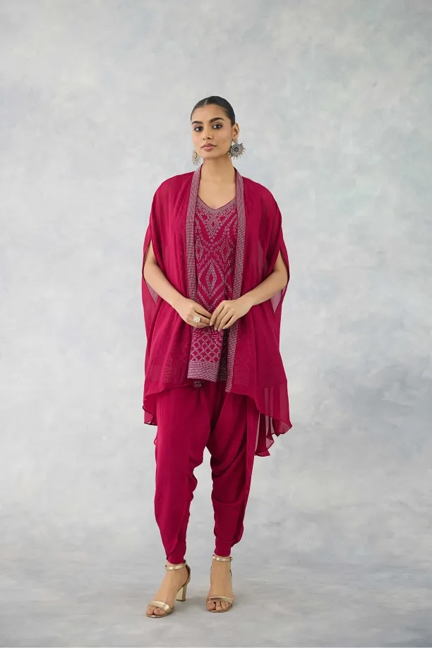 Plum Red Dhoti Set