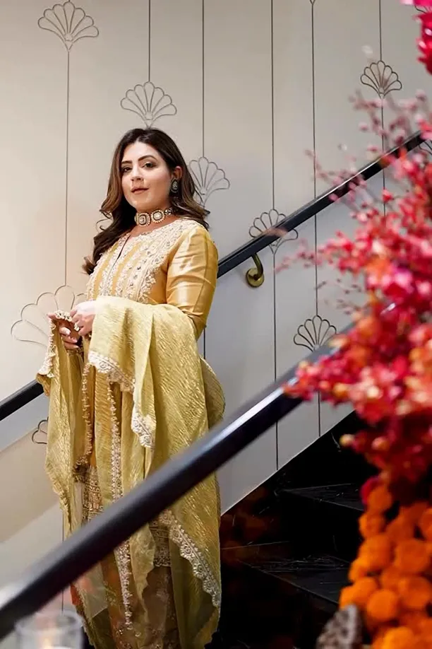 Butter Yellow Tissue Silk Suit Set