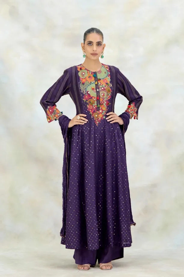 Royal Purple Silk Suit Set