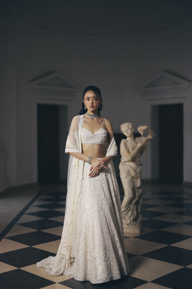 Ivory Organza Lehenga Set