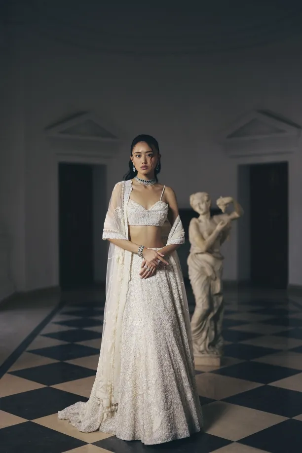 Ivory Organza Lehenga Set