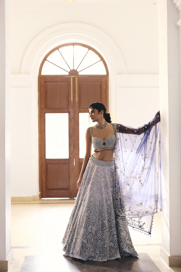 Ombre Tissue Net Lehenga Set