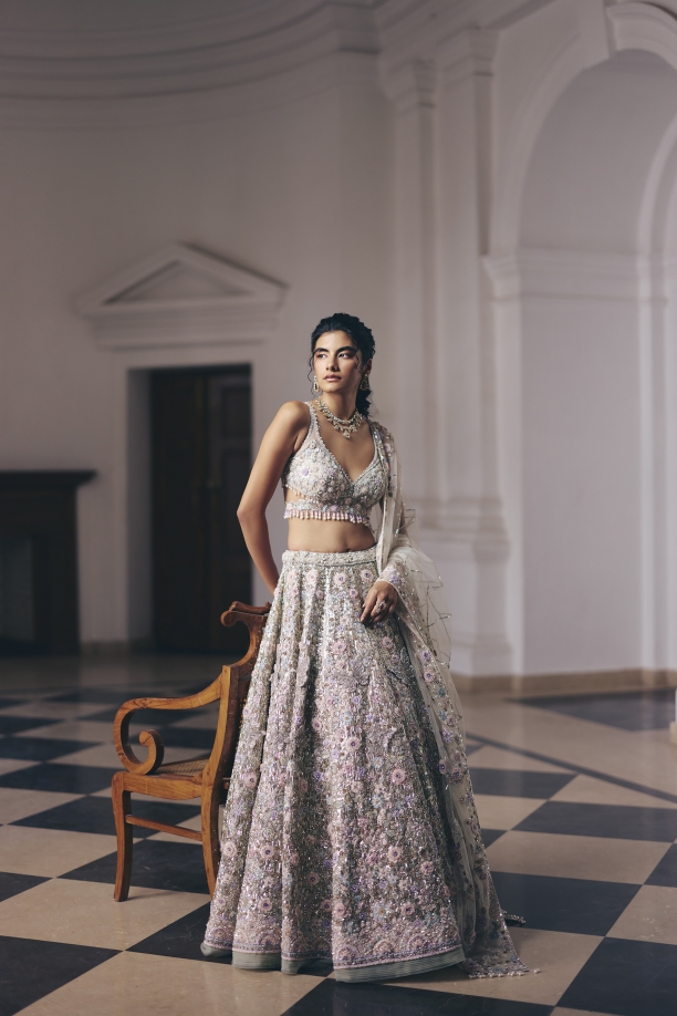Champagne Tissue Lehenga Set