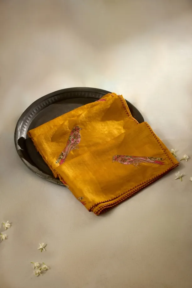 Mustard Tussar Silk Saree