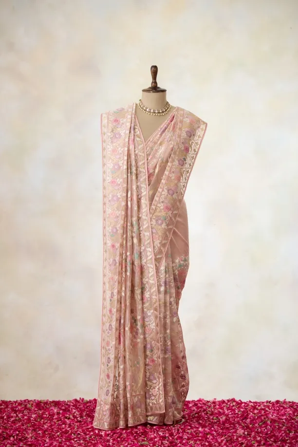 Powder Pink Tissue Saree