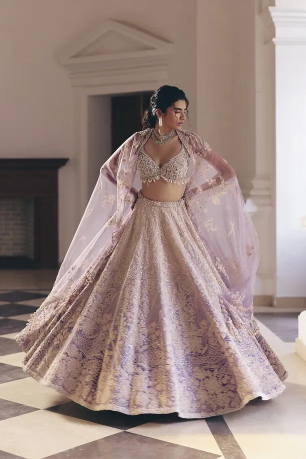 Purple Ombre Georgette Lehenga Set
