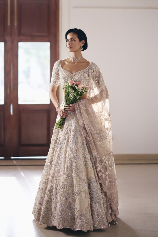 Ivory Organza Lehenga Set