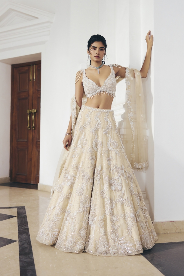 Vanilla Pearl Drop Lehenga Set