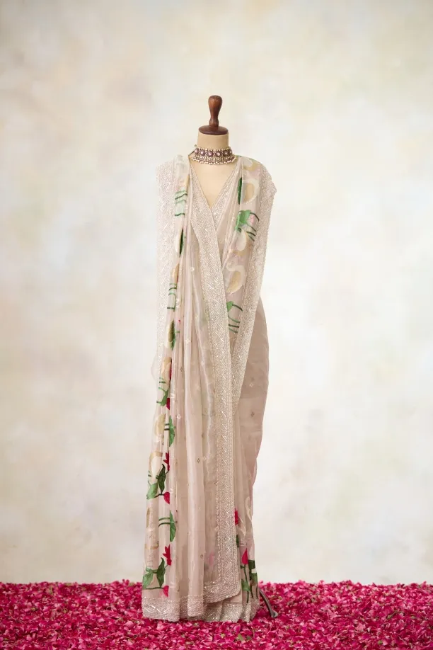 Silver Tissue Silk Saree