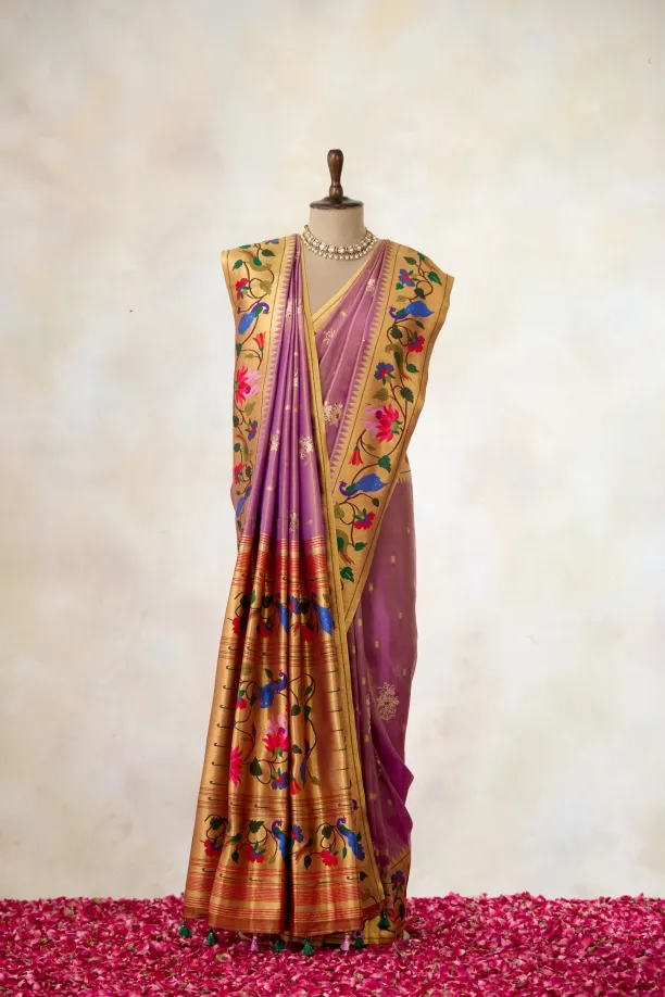 Lavender Paithani Slik Saree