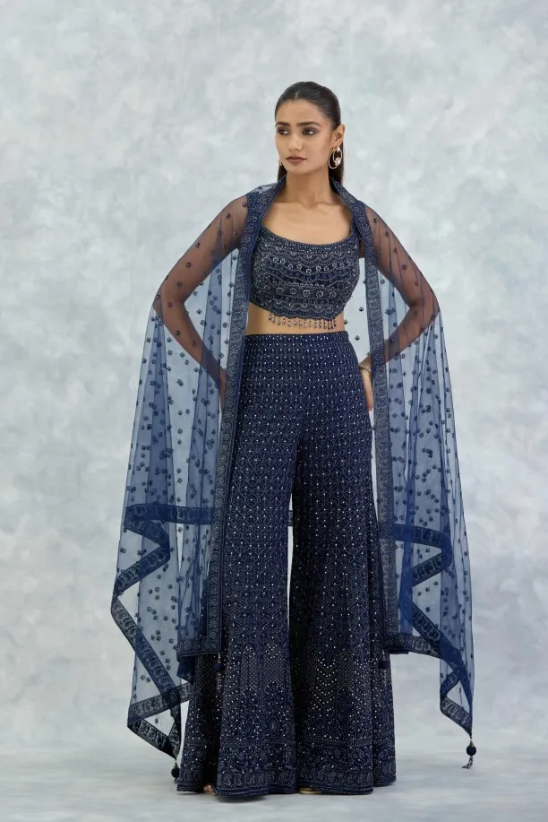 Electric Blue Georgette Sharara Set
