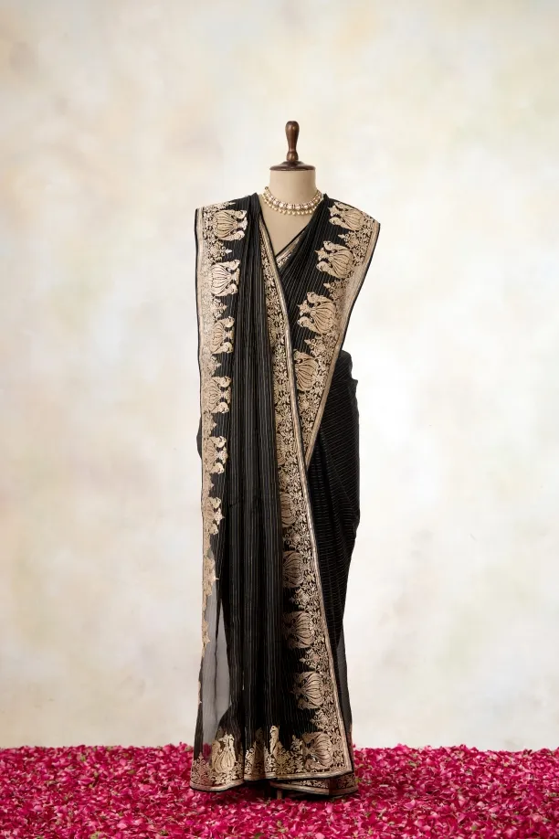 Onyx Black Organza Saree