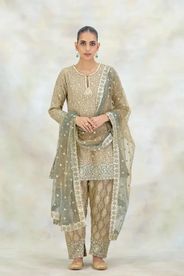 Minted Sage Georgette Suit Set