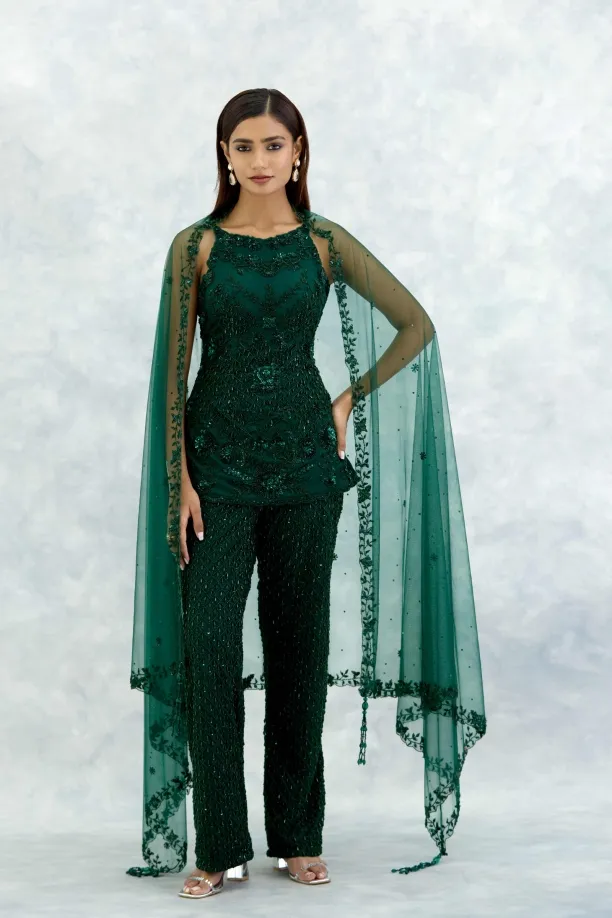 Forest Green Georgette Co-ord Set