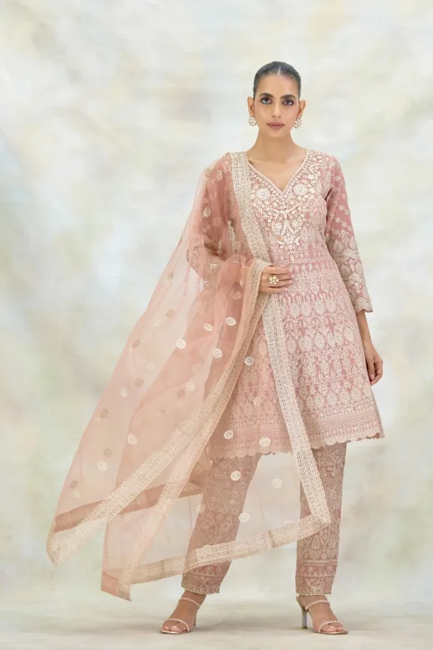 Dusty Rose Georgette Suit Set