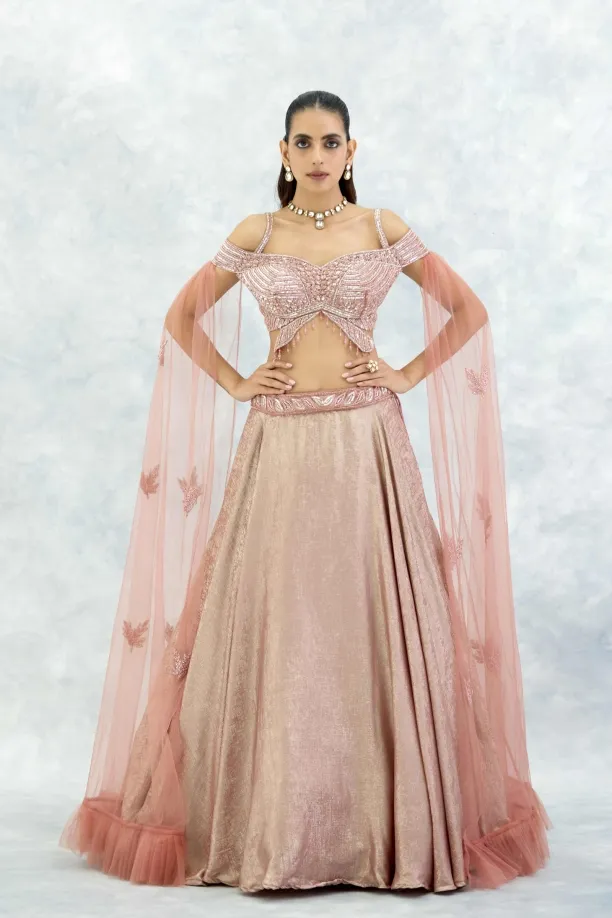 Peach Georgette Lehenga Set