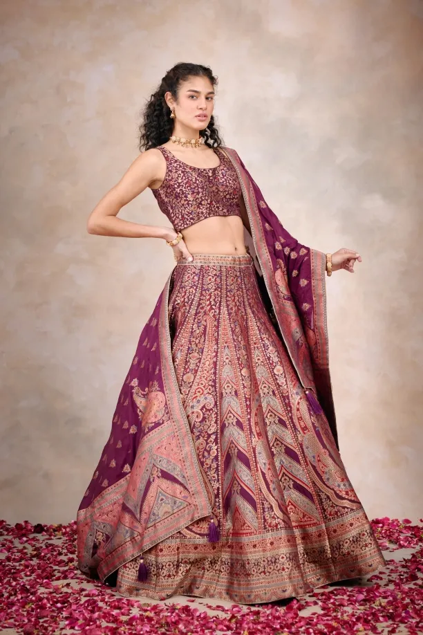 Persian Mauve Banarasi Silk Lehenga