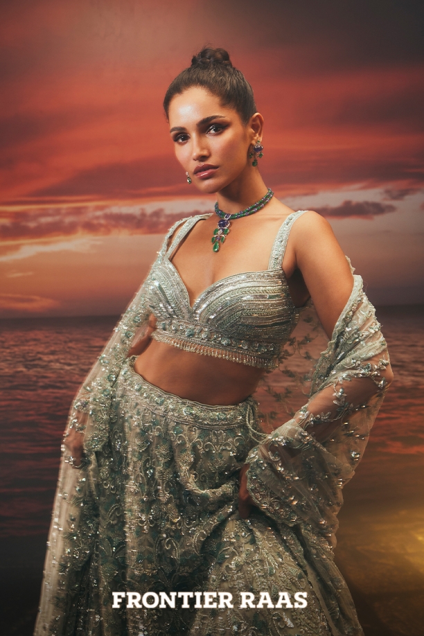 Aqua Blue Net Lehenga