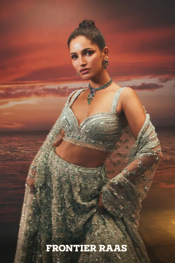 Aqua Blue Net Lehenga
