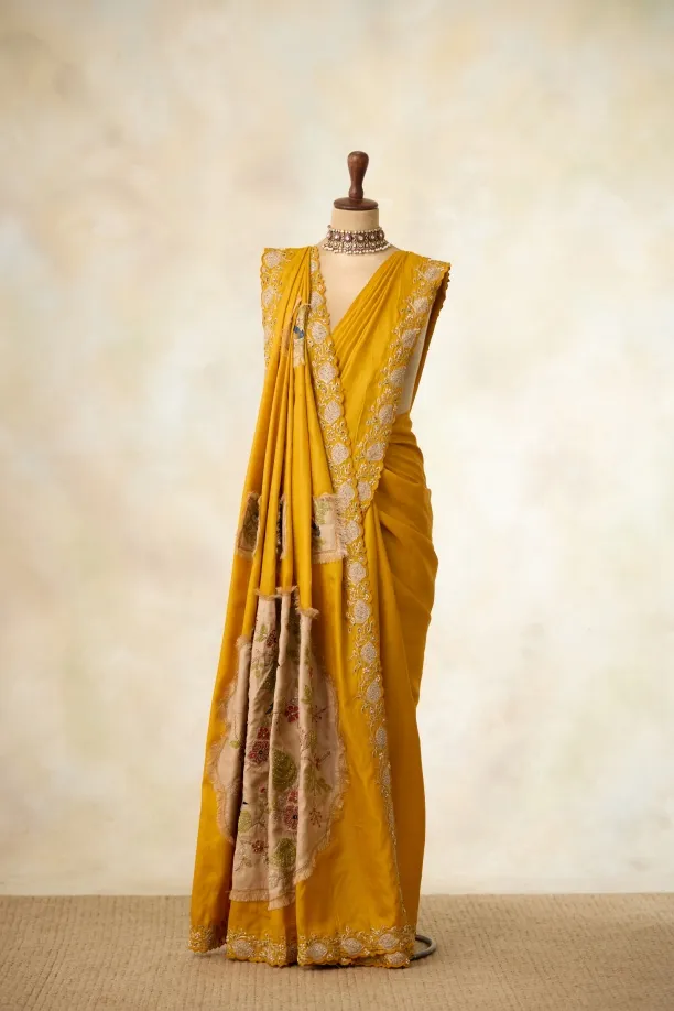 Mustard Tussar Slik Saree