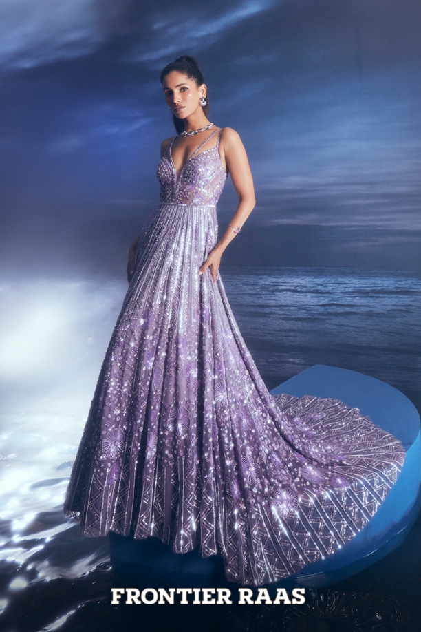 Lilac Ombre Net Gown