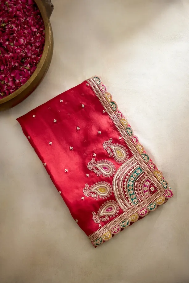 Ruby Red Organza Saree