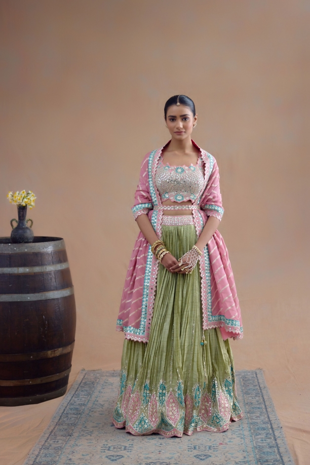 Pista Green Lehenga