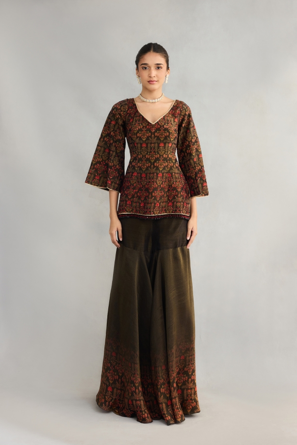 Golden Black Tissue Garara Set
