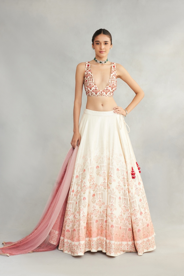 Ivory Ombre Printed Lehenga