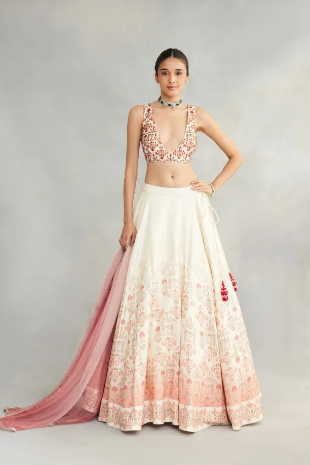Ivory Ombre Printed Lehenga