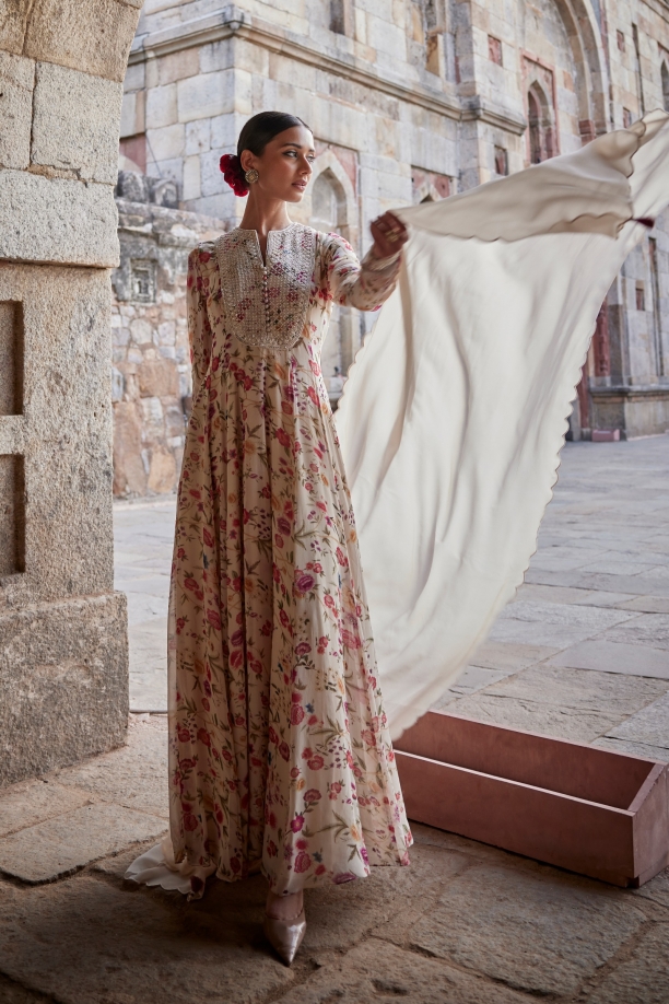 Chintz Ivory Anarkali Suit Set