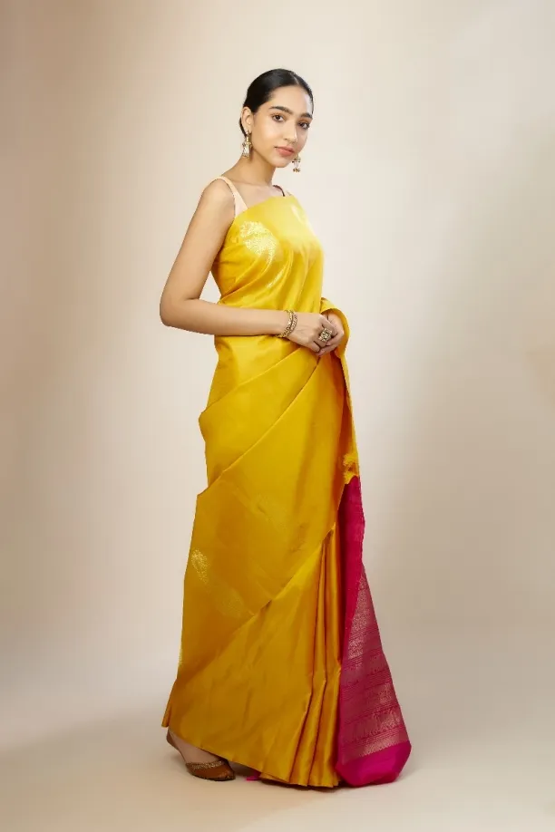 Spectra Yellow Kanjeevaram Silk Saree