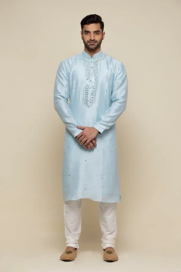 Baby Blue Silk Kurta Set
