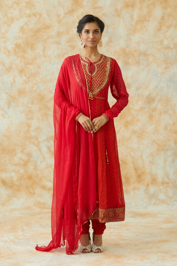 Royal Red Bandhani Suit