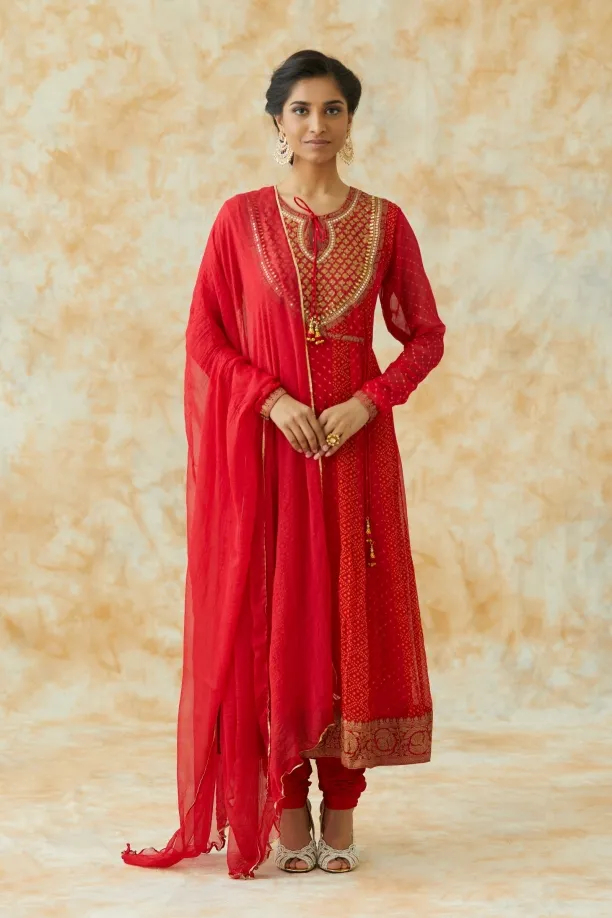 Royal Red Bandhani Suit