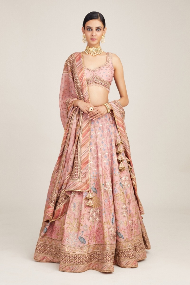 Buy Dusty Rose Velvet Lehenga For Women Online