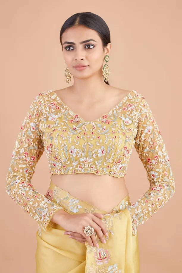 Tuscan Yellow Organza Saree