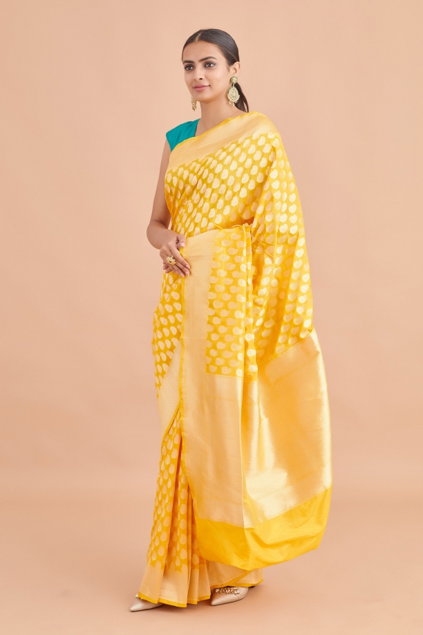 Tuscany Yellow Banarasi Silk Saree