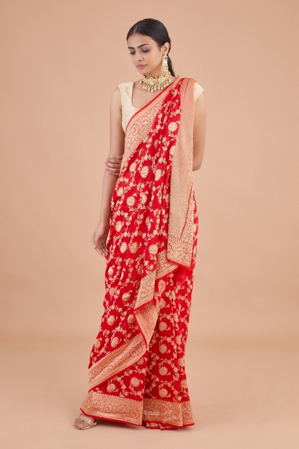 Red Banarasi Georgette Saree